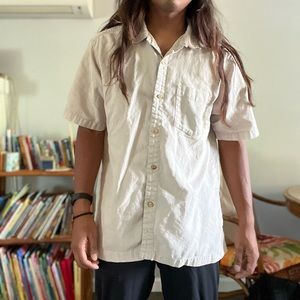 Mens REI Hemp Button Up Short Sleeve Shirt - L